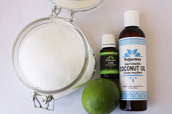 DIY Coconut Lime Essential Oil Foot Scrub